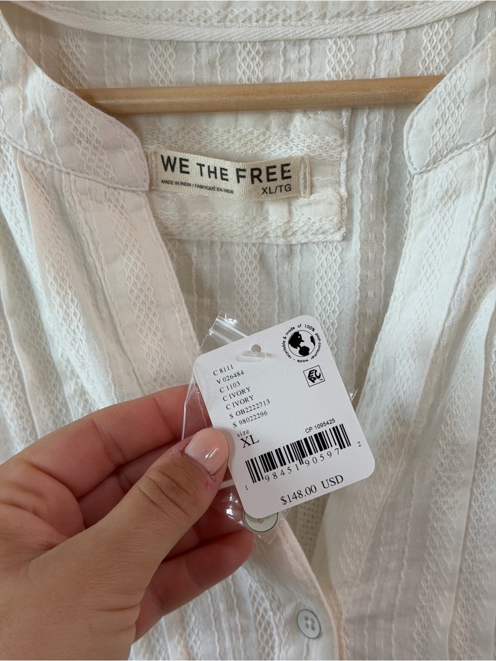 We The Free Cream Pintuck Button-Front Blouse - Picture 5 of 8